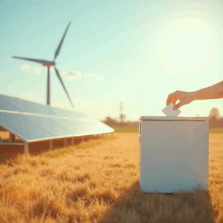 Illustratie van een stembusje met energierekening, wat betekenen verkiezingen voor jouw energiekosten?