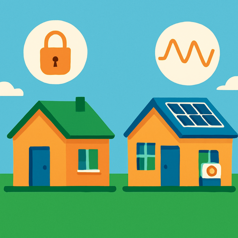 Een heldere, moderne illustratie in de stijl van Innova Energie (makkelijk, duurzaam, betrouwbaar) d